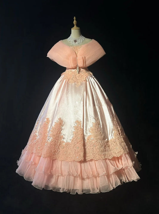 Vintage Prom Dresses 1960s Ball Gown Strapless Blush Pink With Lace Floor Length Sleeveless Evening Formal Outfits RB5121