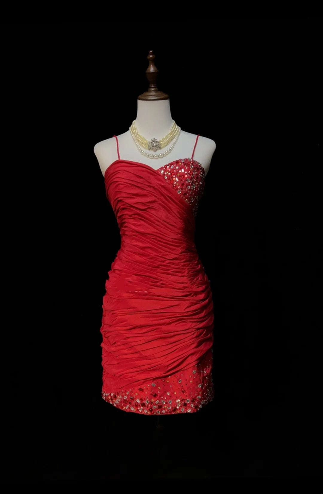 Pretty Sheath Spaghetti Strap Red Tight Bodycon Short Mini Homecoming Dresses Hoco Gowns N2659