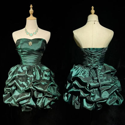 Dream Ball Gown Sweetheart Dark Emerald Green Taffeta 18th Birthday Gown Homecoming Dresses N3805