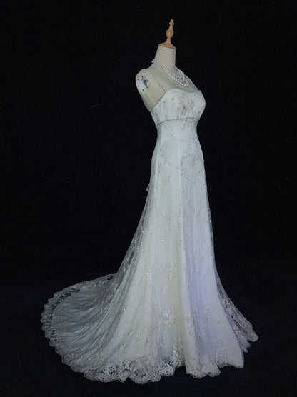 Vintage Wedding Dresses Inspo Mermaid Spapghetti Strap White Long 1980s With Lace Wedding Gowns N3367