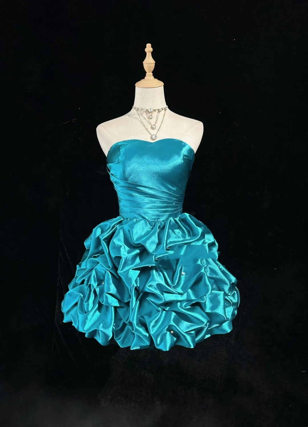 Vintage Ball Gown Sweetheart Blue Satin 12th Grad Short Mini length Aesthetic Look Homecoming Dresses RB4337