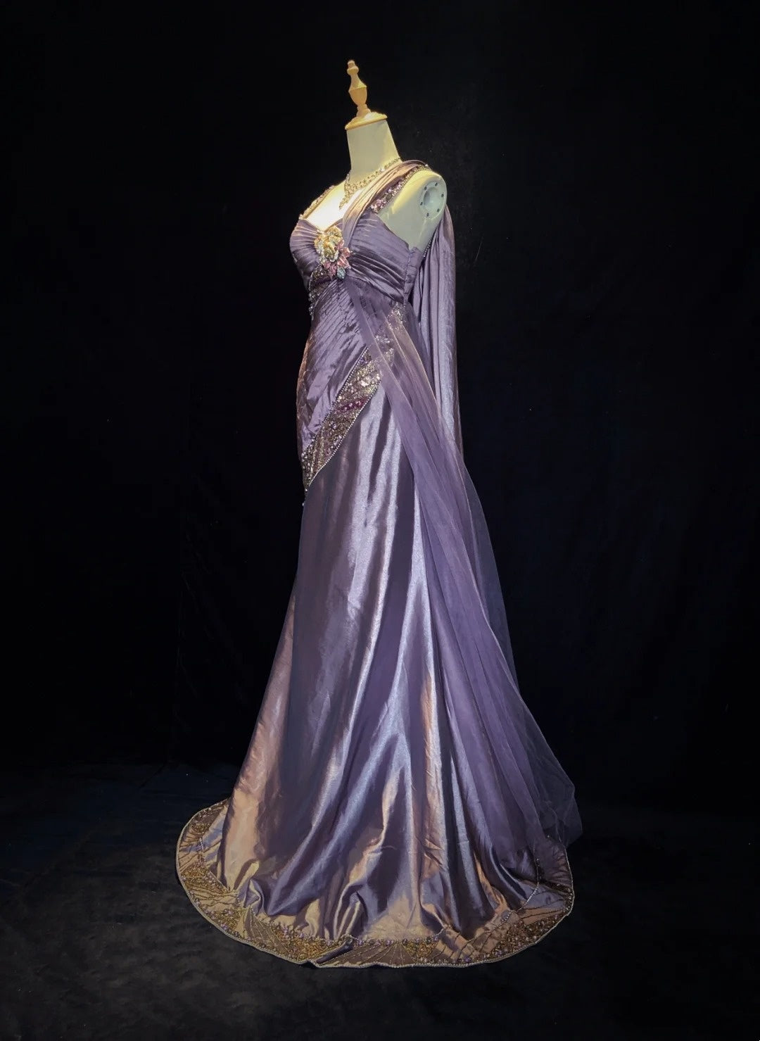 Vintage Prom Dresses Inspo Mermaid Spaghetti Strap Grape Satin 90s With Beaded Formal Gowns N3350