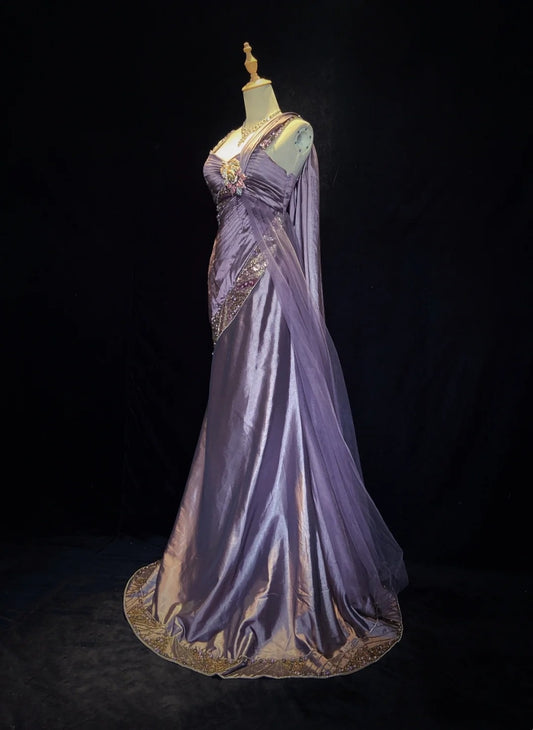Vintage Prom Dresses Inspo Mermaid Spaghetti Strap Grape Satin 90s With Beaded Formal Gowns N3350