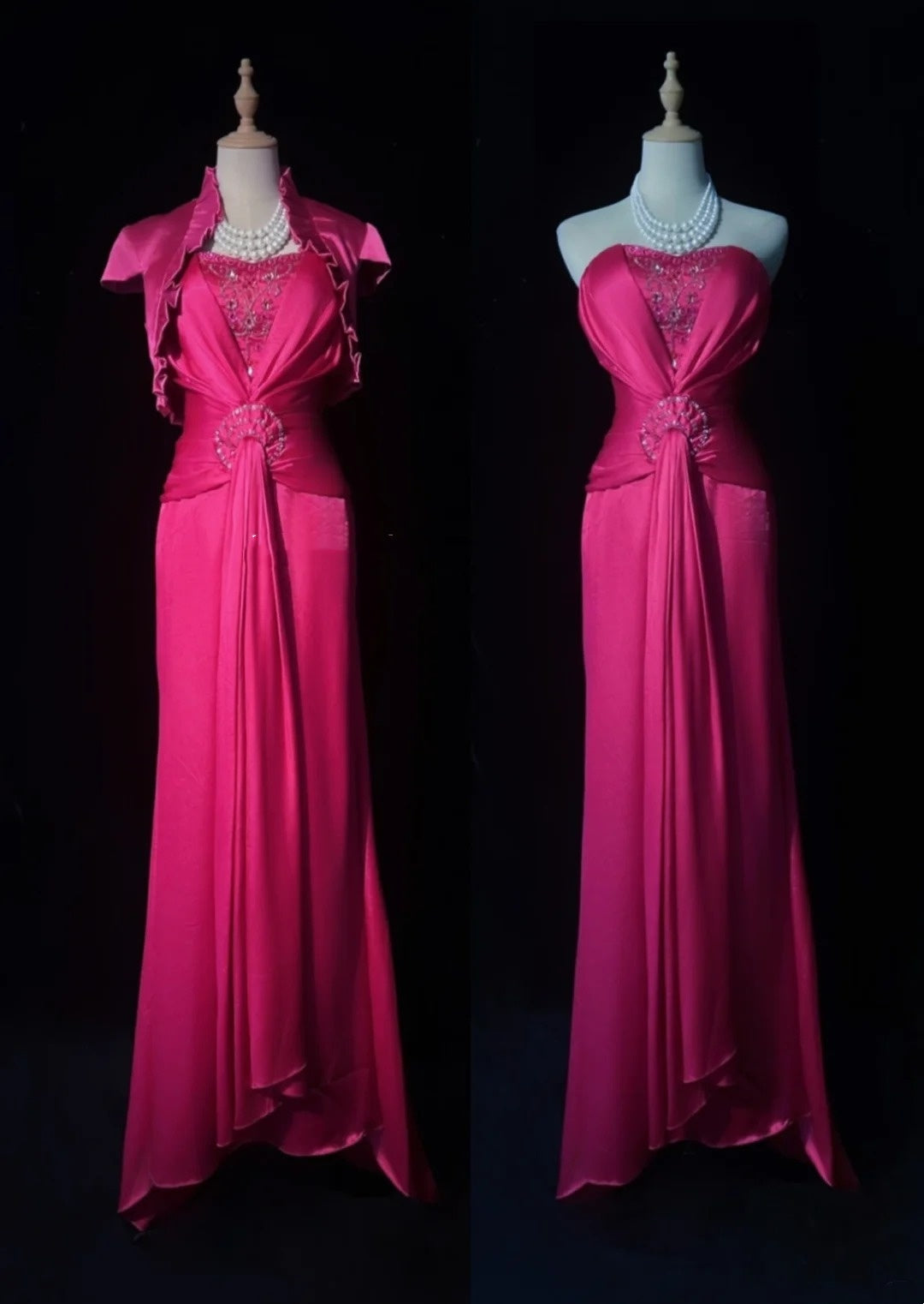 Hot Pink Prom Dress Inspo Mermaid Sweetheart Satin With Beading 18th Birthday Outfits Formal Party Gown RC0121