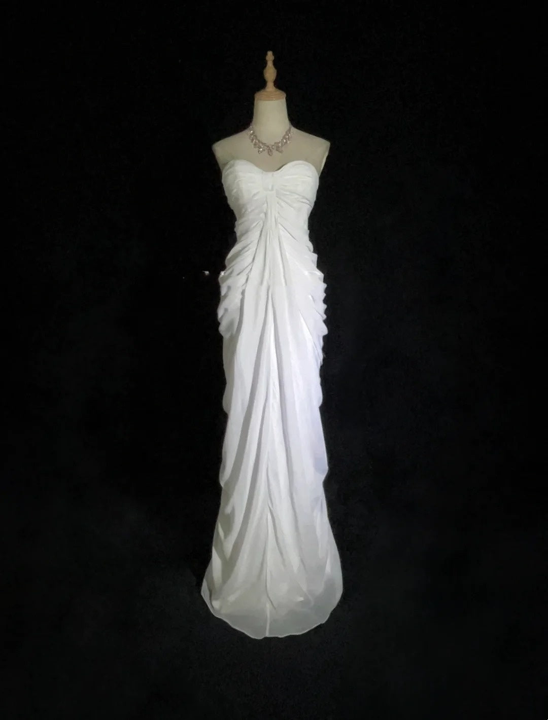 Classy Prom Dresses Mermaid Sweetheart White Chiffon With Ruffle Long Formal Dress N2895