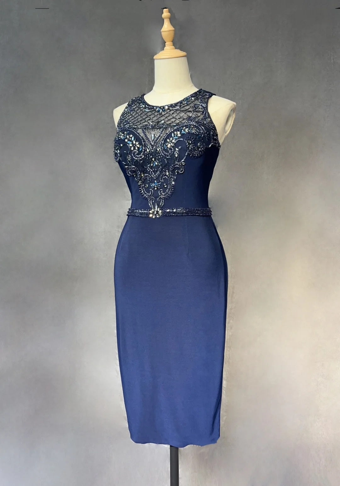 Sexy Hoco Dress Sheath Scoop Navy Blue Tight Bodycon Homecoming Party Dress RC0111