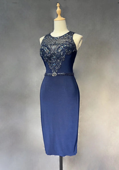Sexy Hoco Dress Sheath Scoop Navy Blue Tight Bodycon Homecoming Party Dress RC0111