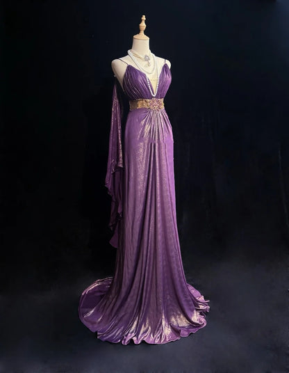 Purple Prom Dress Inspo Mermaid Spaghetti Straps With Cape Birthday Outfits Formal Party Gown RC0105