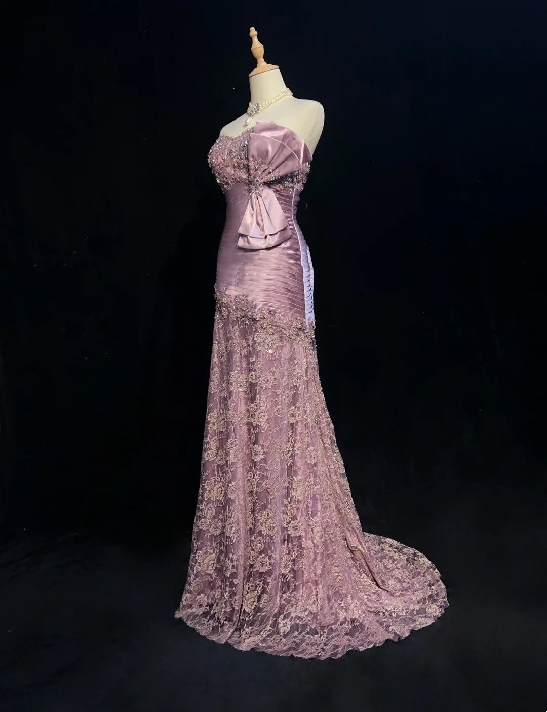 Elegant Prom Dresses Mermaid Sweetheart Lilac Tulle Lace With Beaded Long Formal Gown N2909