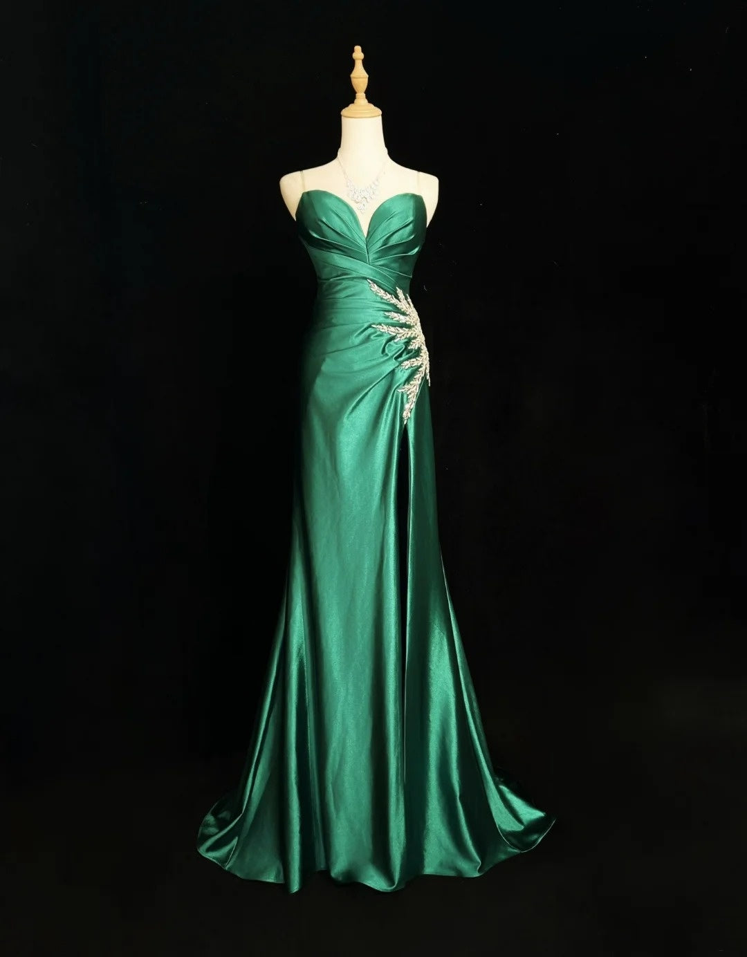 Vintage Prom Dresses Mermaid Sweetheart Dark Green With Beads 90s Long Evening Gown N2927