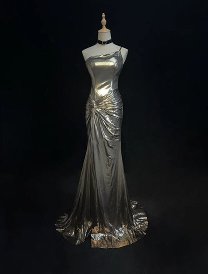 Beautiful Prom Dresses Mermaid One Shoulder Satin With Ruffled Bodice Long Evening Outfits N3370