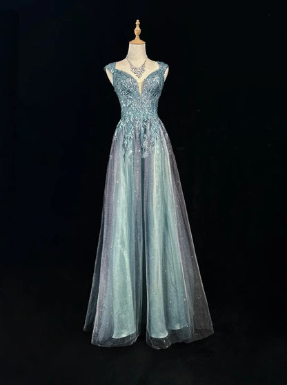 Vintage Prom Dresses Inspo A Line Sweetheart Blue Tulle 90s With Lace Beading For Women Formal Gowns N3312