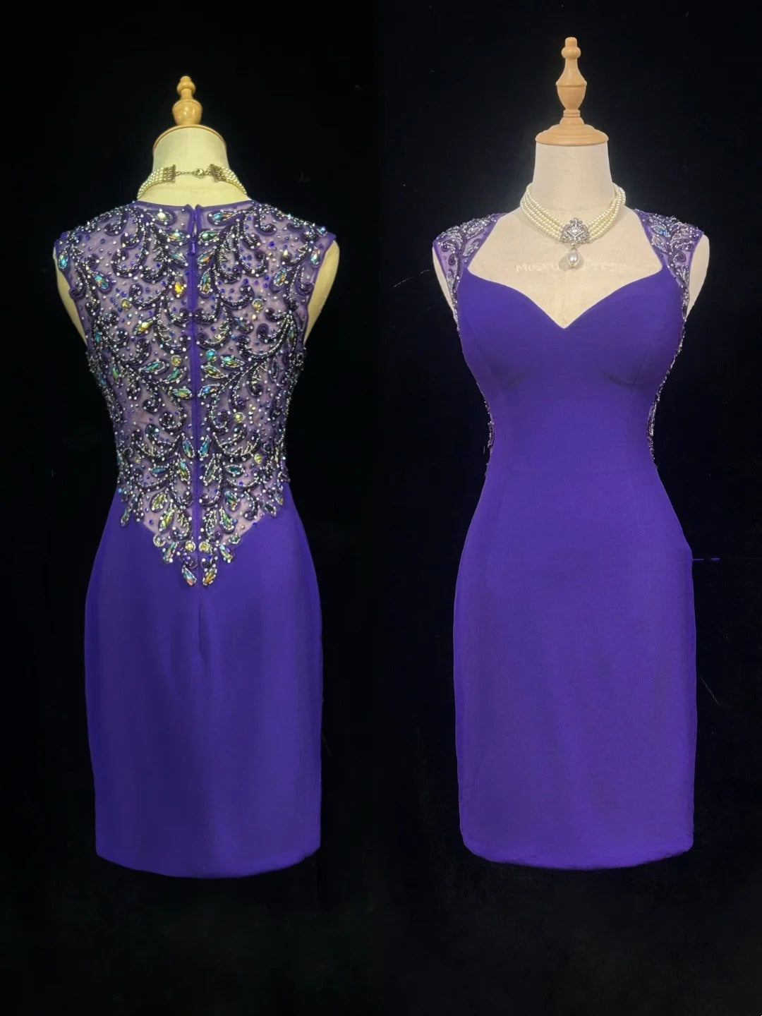 Pretty Sheath Sweetheart Purple Satin Short Mini Homecoming Dresses Hoco Gowns N2596