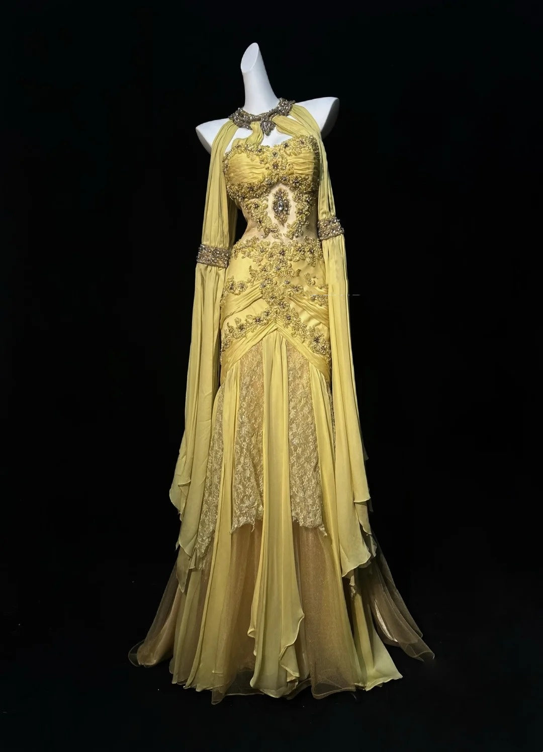 Yellow Prom Dress Inspo Mermaid Halter Chiffon Lace Satin With Beading 18th Birthday Outfits Formal Party Gown RC0117