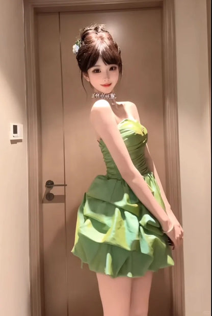 Pretty Ball Gown Sweetheart Green Organza Short Mini Homecoming Dresses Hoco Gowns N2660