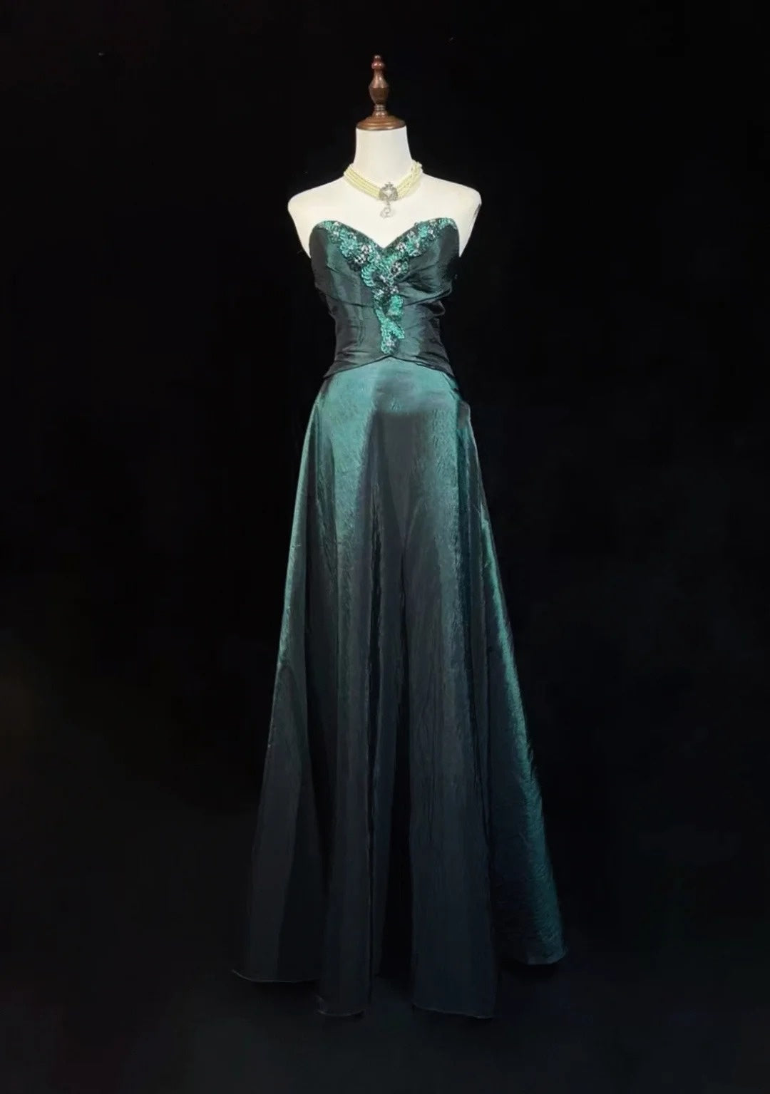 Emerald Green Prom Dress Inspo A Line Sweetheart Satin With Appliques Birthday Outfits Formal Party Gown RC0115