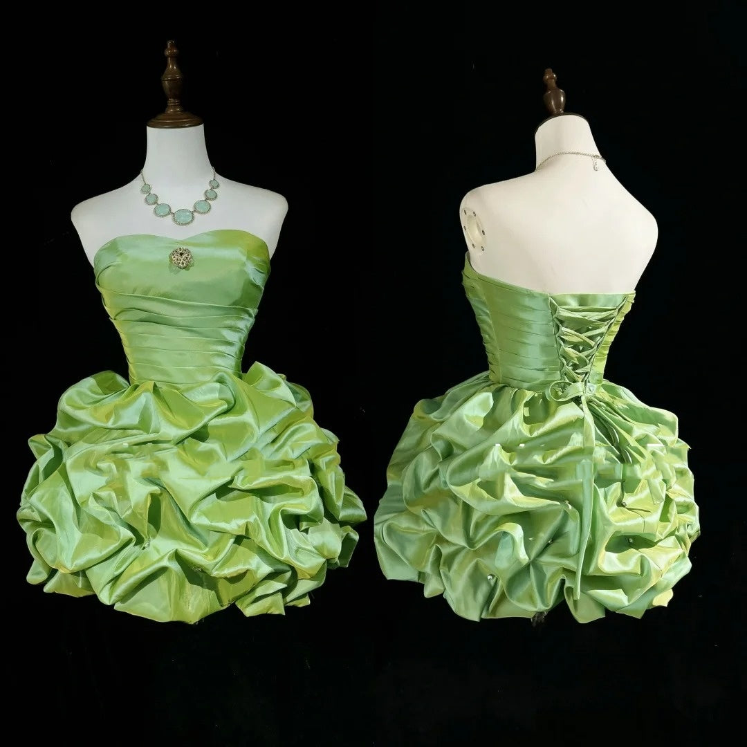 Pretty Ball Gown Sweetheart Green Organza Short Mini Homecoming Dresses Hoco Gowns N2660