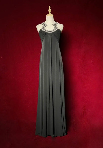 Black Prom Dress Inspo A Line Halter Chiffon With Beading 18th Birthday Outfits Formal Party Gown RC0123