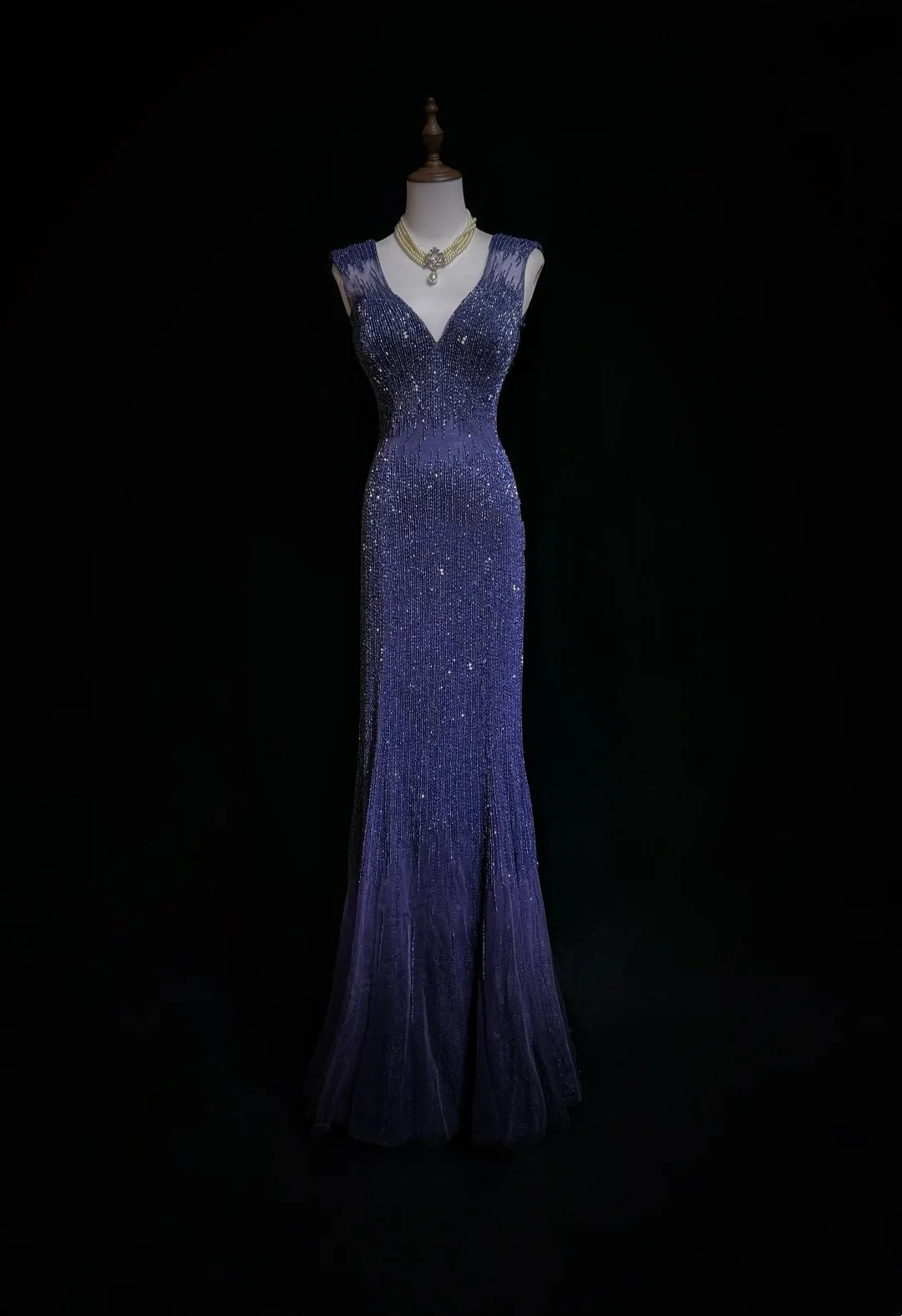 Vintage Prom Dresses Mermaid V Neck Royal Blue 90s With Backless Beading Long Formal Party Dress N2505