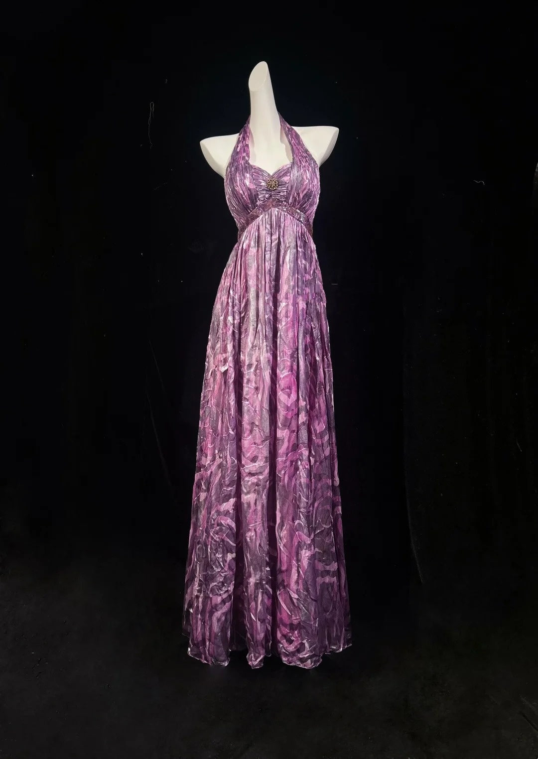 Vintage Prom Dresses 1960s A line Halter Sleeveless Pink Lace Long Evening Formal Outfits RB5143