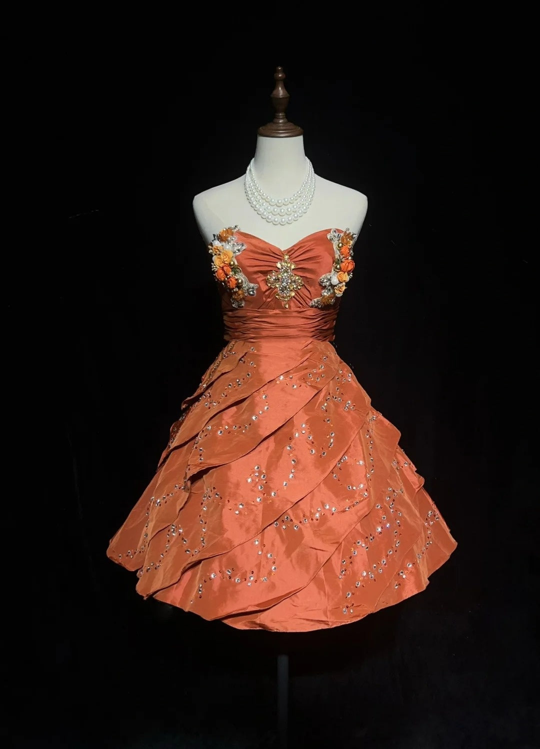 Sweet Ball Gown Sweetheart Orange Taffeta Graduation Short Mini Homecoming Dresses Hoco Dress N2891