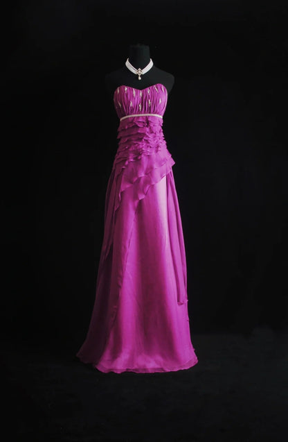 Retro A Line Sweetheart Chiffon Prom Dresses With Beadings Inspiration Party Gowns Princess Formal Dress N775