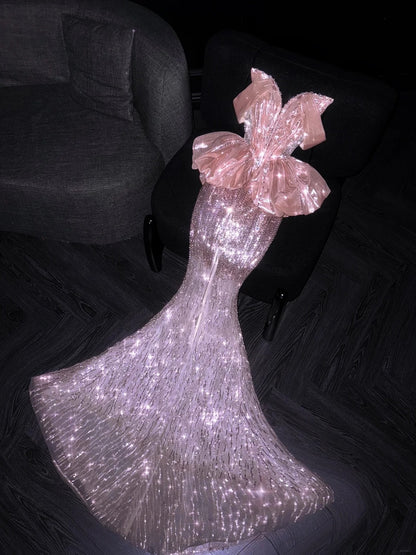 Princess Mermaid Strapless Pink Sequined Long Formal Evening Dress Formal 18th Birthday Gowns Prom Dresses N737