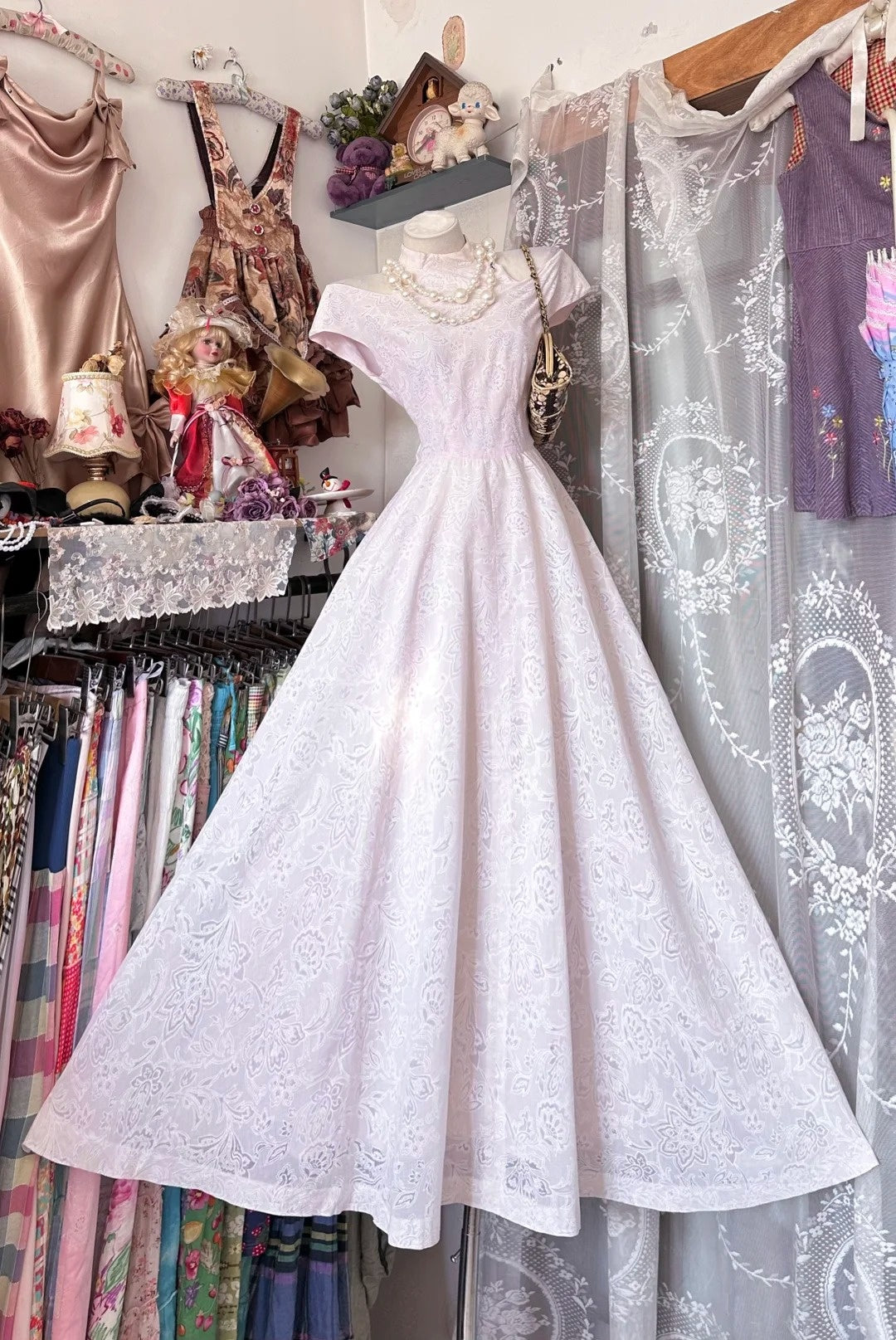 Elegant A line High Neck Pink Lace Long Prom Dresses For Teens Evening Outfits Formal Dress N1070
