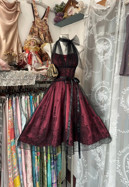 Simple A line Halter Burgundy Black Lace Satin Short Graduation Birthday Gown Homecoming Dresses N3722