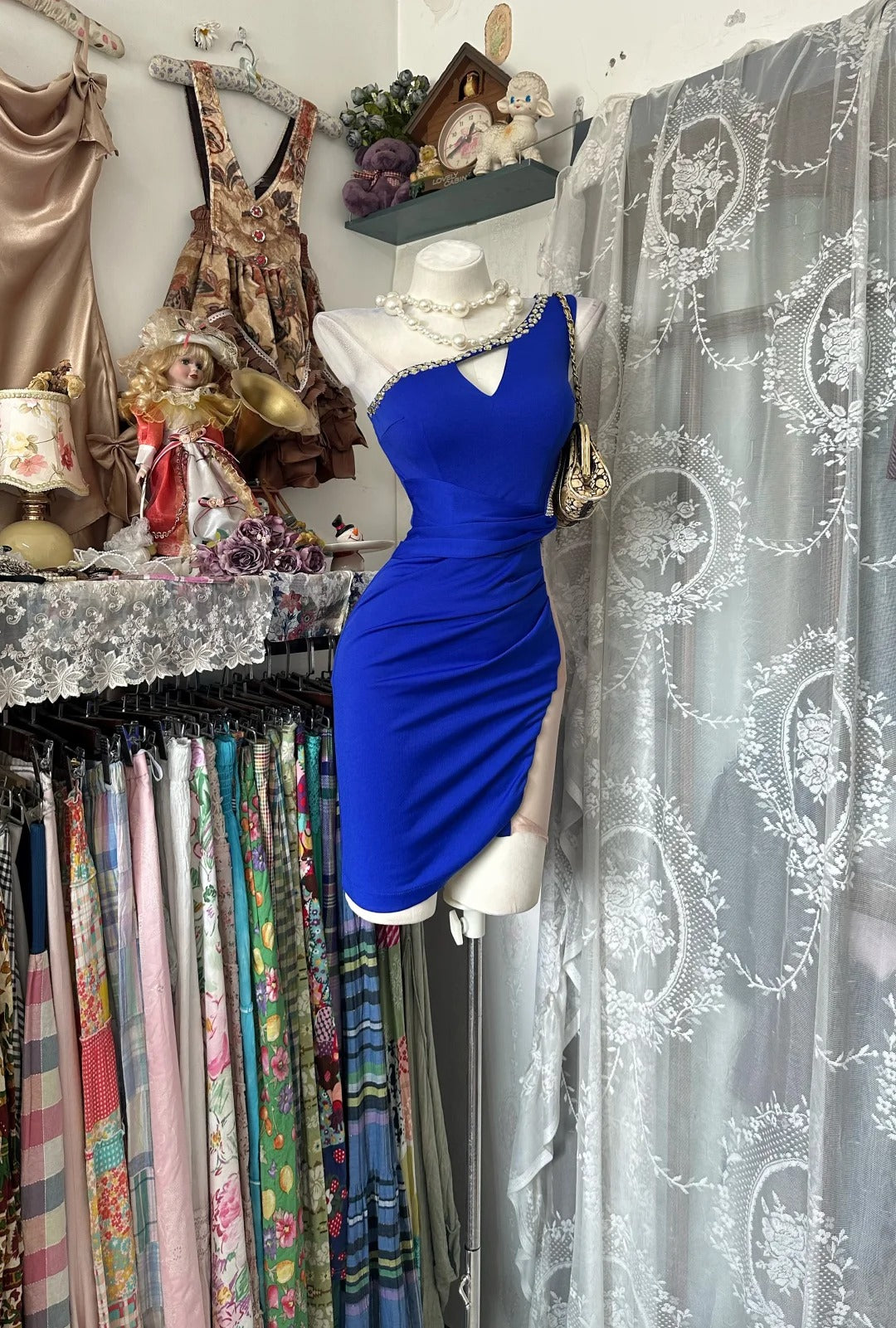 Sexy Sheath One Shoulder Royal Blue Short Party Dresses Homecoming Dress Cocktail Gown RB8984