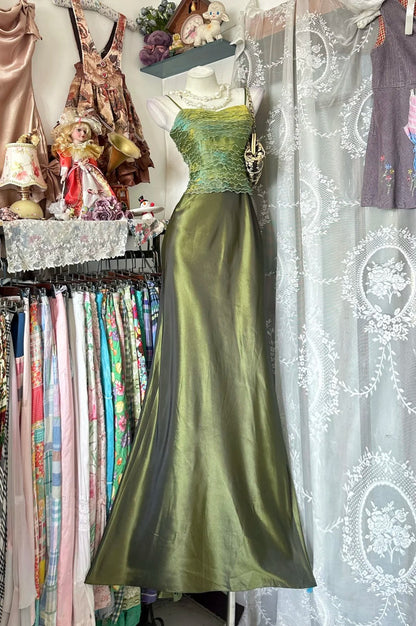 Classy Mermaid Spaghetti Strap Satin Sleeveless Long Senior Prom dresses High School Formal Dresses N1260