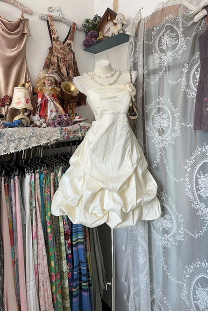Simple Ball Gown Strapless Satin Short Graduation Birthday Gown Homecoming Dresses N3733