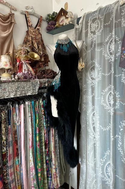 Vintage Prom Dresses Mermaid High Neck Black Irregular 1950s Retro Classy Party Formal Outfits RB8993