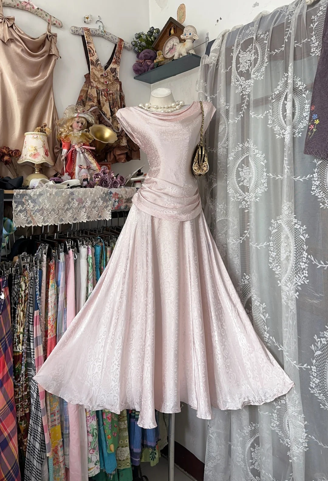 Cute Prom Dresses A line Scoop Pink With Ruffled 1950s Retro Classy Party Formal Outfits RB8982