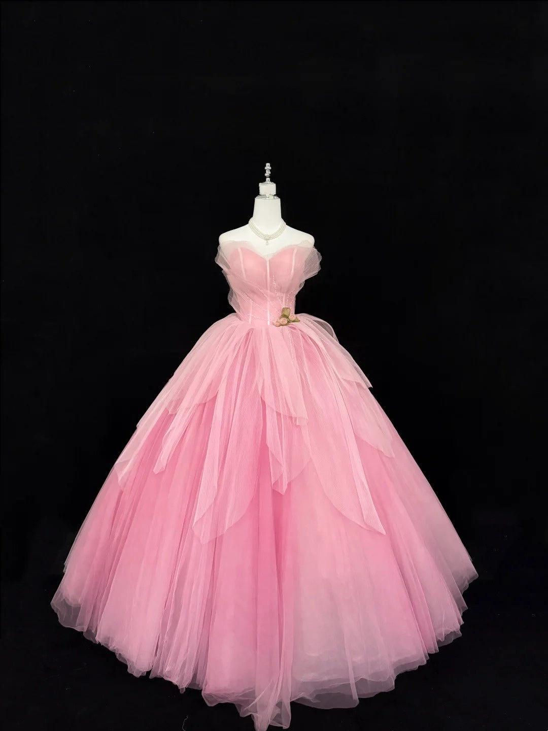 Sweet 16 Dresses Long Ball Gown Sweet Sixteen Long Birthday Dress Sweetheart Pink Tulle Formal Gown RC0296