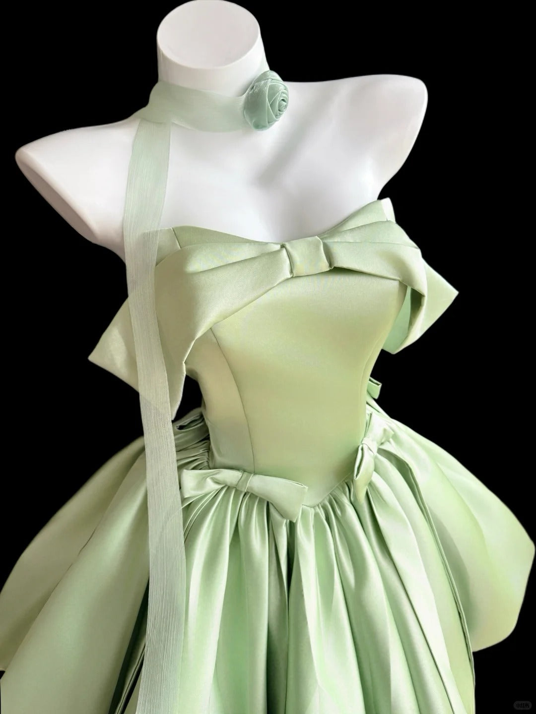 Fairy Ball Gown Strapless With Bow-knot Green Mini Senior Inspo Short Homecoming Dresses RB3070