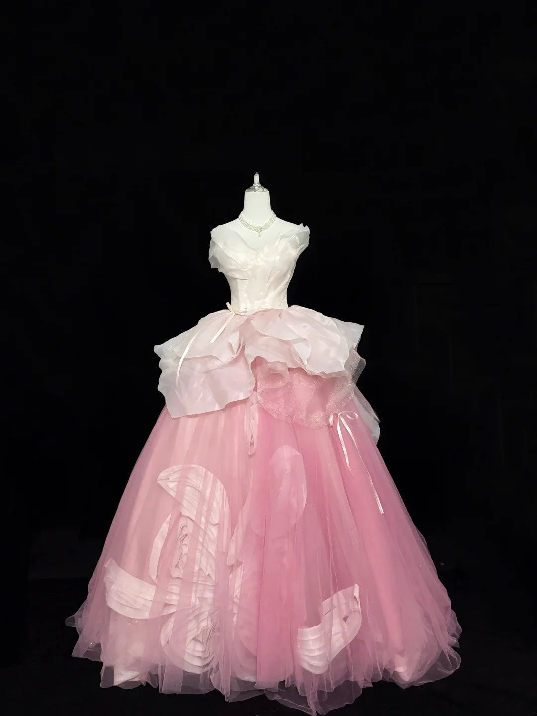 Sweet 15 Quinceanera Dress Ball Gown Sweetheart Pink With Flowers Tulle 15th Birthday Gown RC0269
