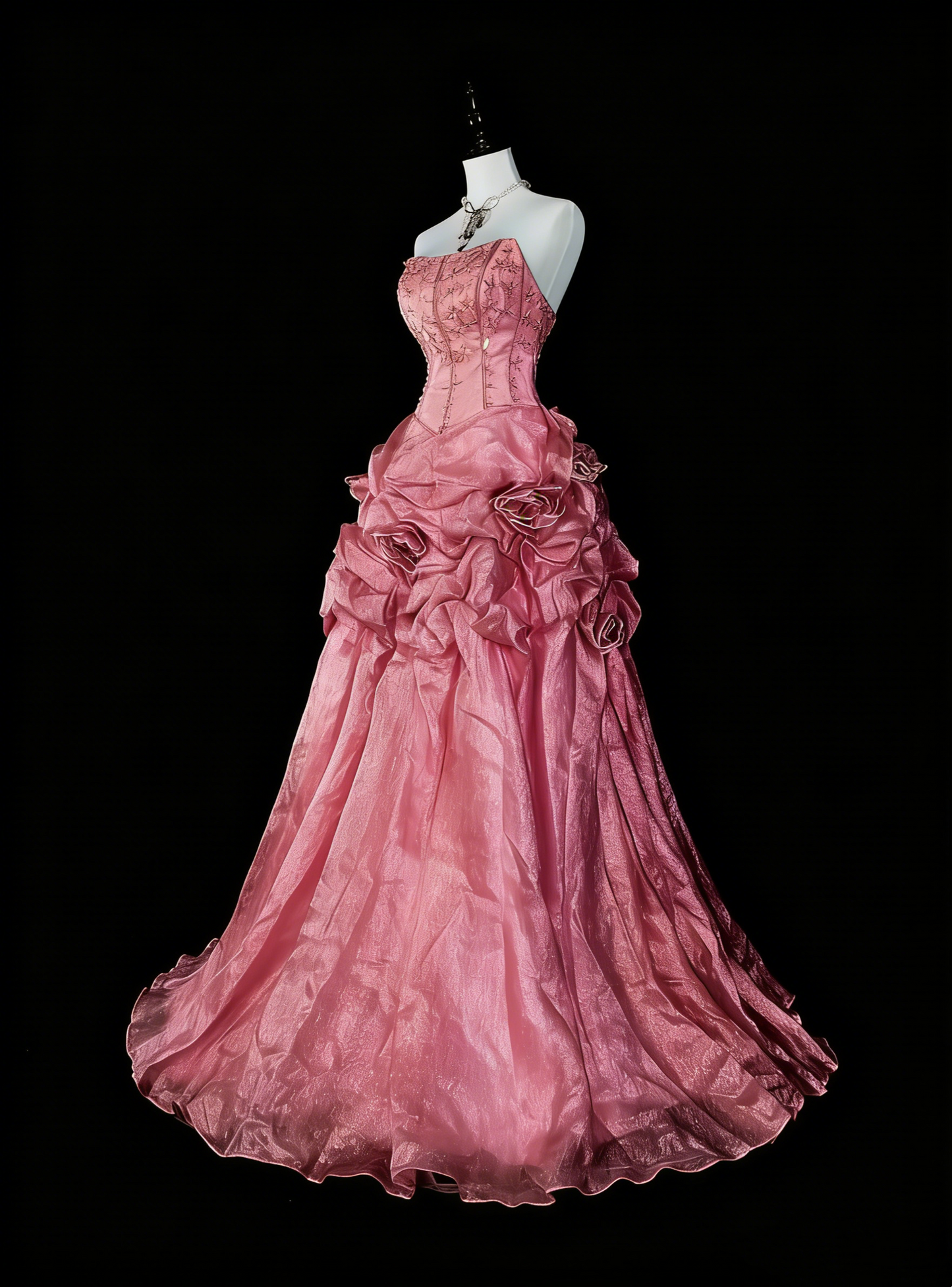 Vintage Prom Dresses Aesthetic 1950s Retro Ball Gown Strapless Pink Long Party Dress N2021