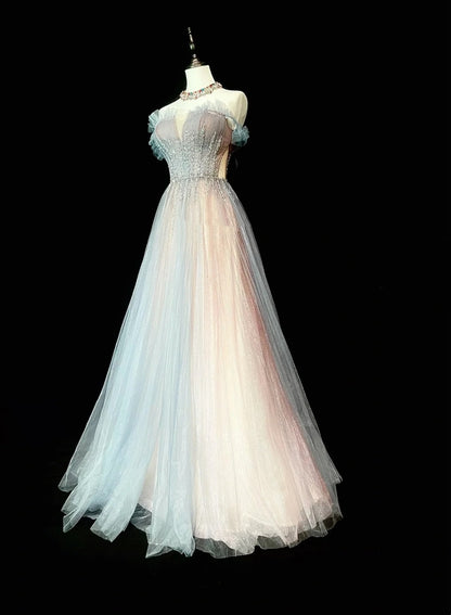 Vintage 1760s A Line Off The Shoulder With Cape Tulle Sleeves Pleated Long Prom Dresses N1584