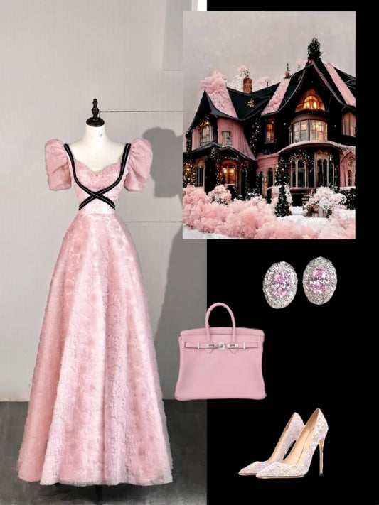 Cute A line Sweetheart Pink Lace Senior Prom Dresses High School Long Formal Dress N1272