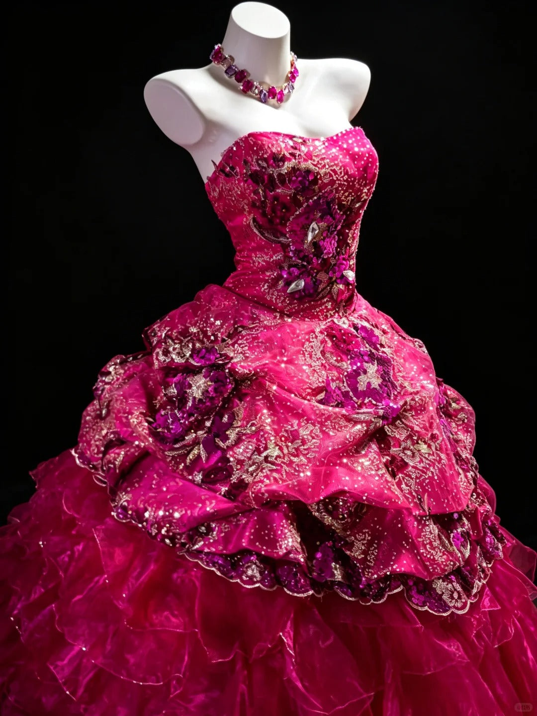 Fairy Quince Dress Ball Gown Sweethart Hot Pink Tiered Sweet 16 Quinceanera Dresses 15 Vestidos De Fiesta N4477