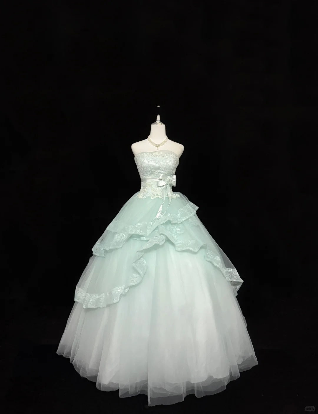 Sweet 16 Dresses Long Ball Gown Sweet Sixteen Long Birthday Dress Lace Strapless Mint Green Formal Gown RC0348