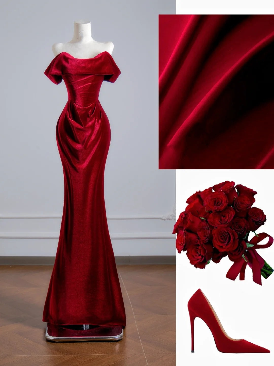 Romantic Mermaid Off The Shoulder Red Satin Long Prom Dresses Impress 18th Birthday Outfits Party Gown N391