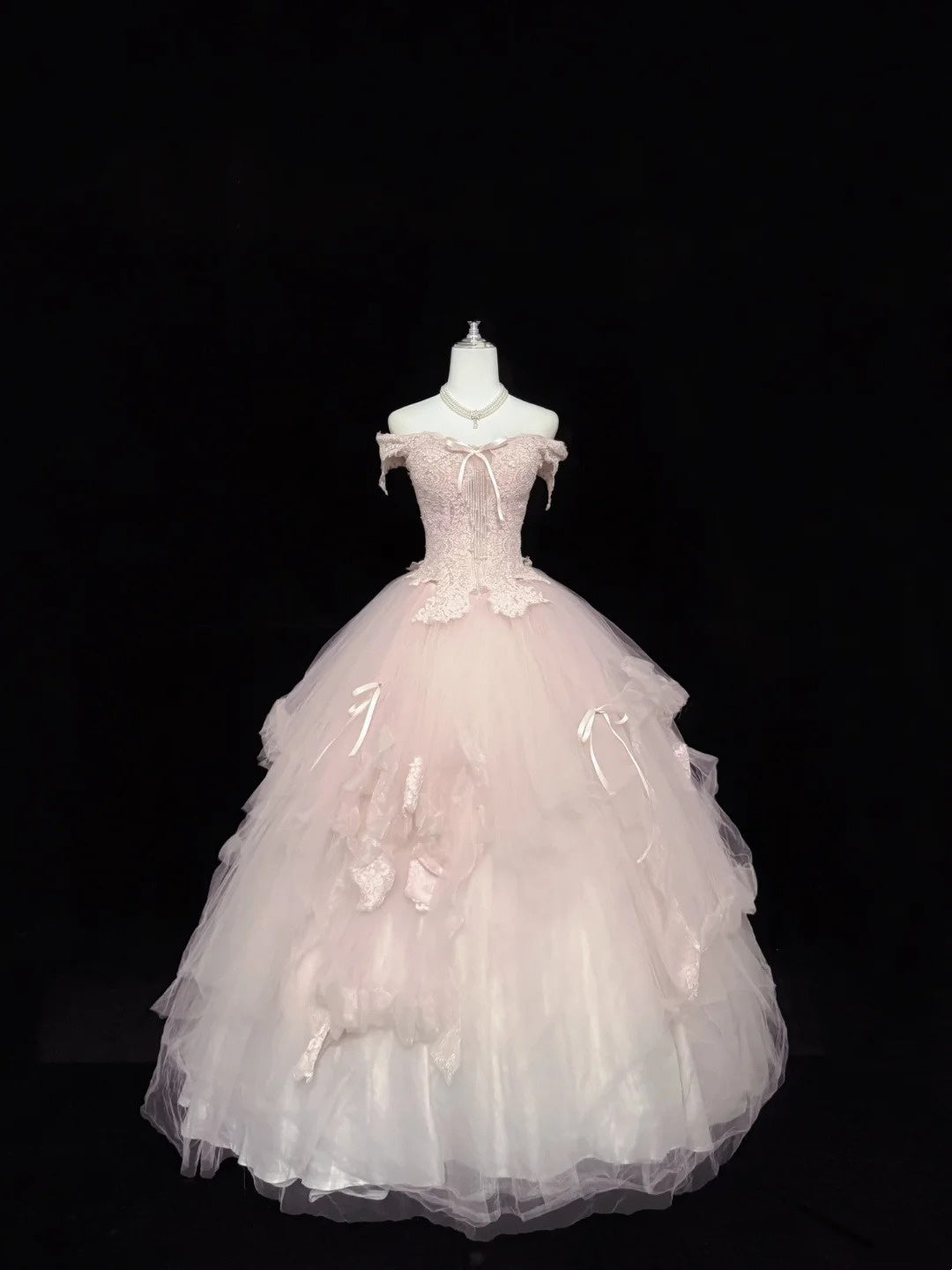Sweet 15 Quinceanera Dress Ball Gown Off Shoulder Blush Pink With Tiered Long 15th Birthday Gown RC0289