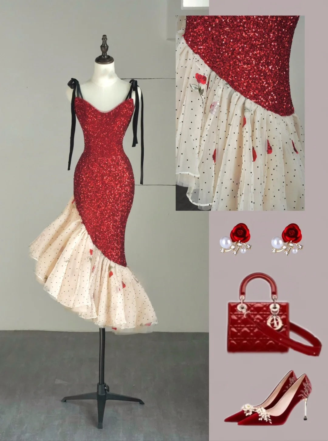 Modest Mermaid Spaghetti Strap Red Sequins College Formal Sweet 16 Outfits Short Prom Dresses For Teens N1177