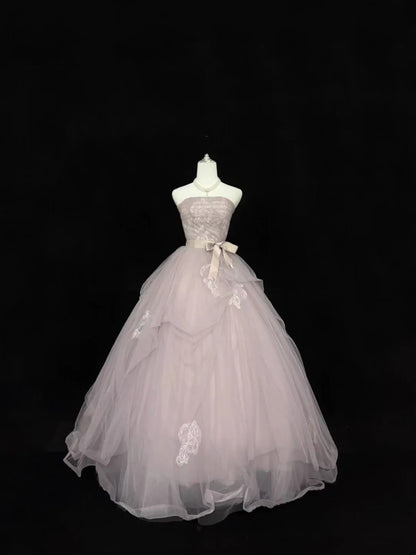 Sweet 16 Dresses Long Ball Gown Sweet Sixteen Long Birthday Dress Strapless Dusty Lilac Tulle Formal Gown RC0295