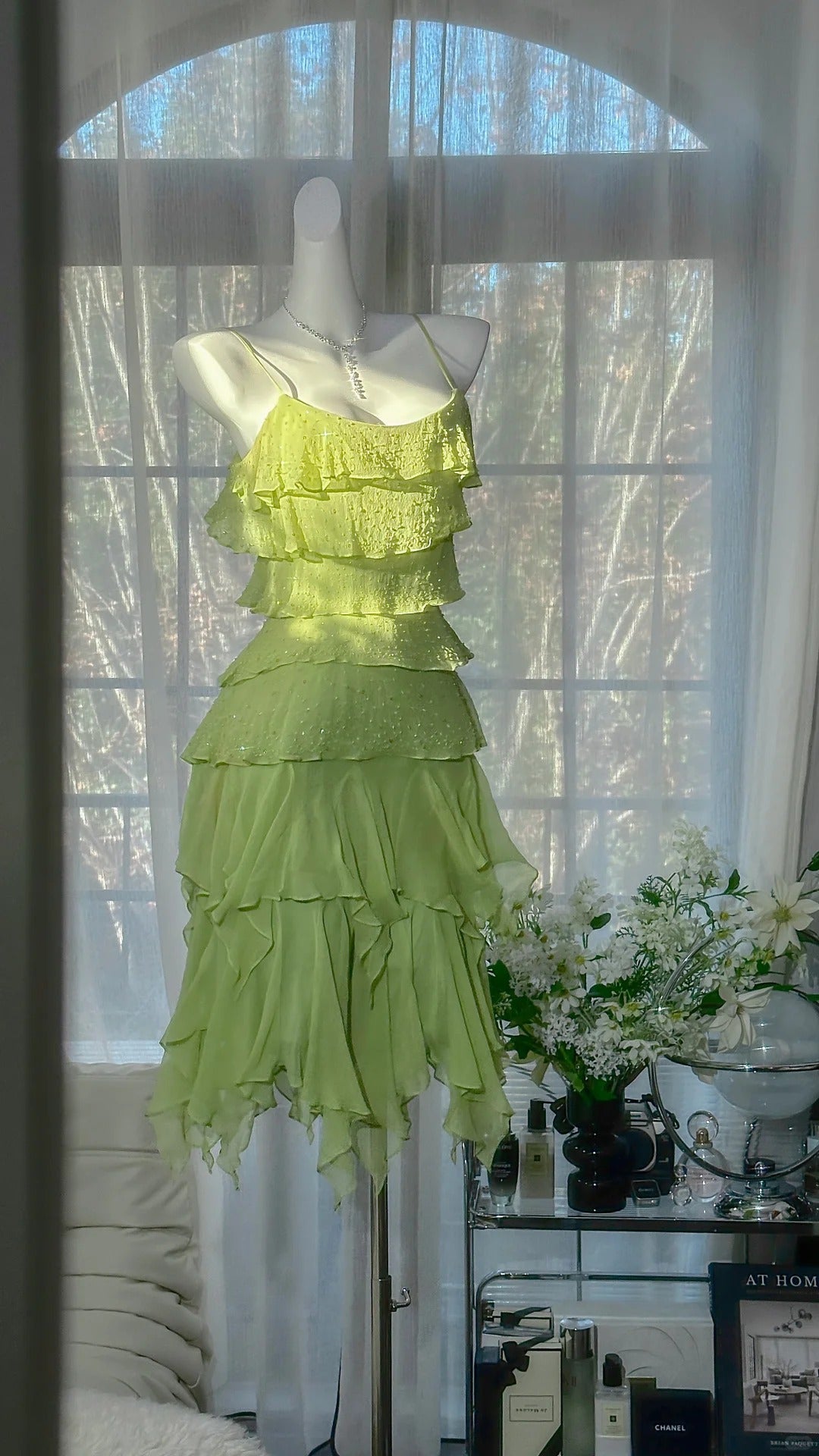 Cute A line Spaghetti Strap Green Chiffon Short Ideas 16th Birthday Dress Homecoming Outfits N3542
