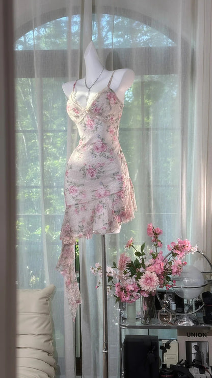 Cute Sheath Spaghetti Strap Floral Chiffon Ideas For Women Short Birthday Dress Homecoming Outfits N3527