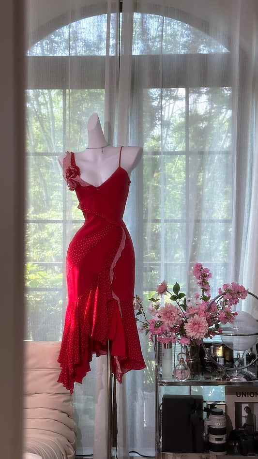 Sexy Sheath Spaghetti Strap Red Chiffon Ideas For Women Short Birthday Dresses Homecoming Outfits N3523
