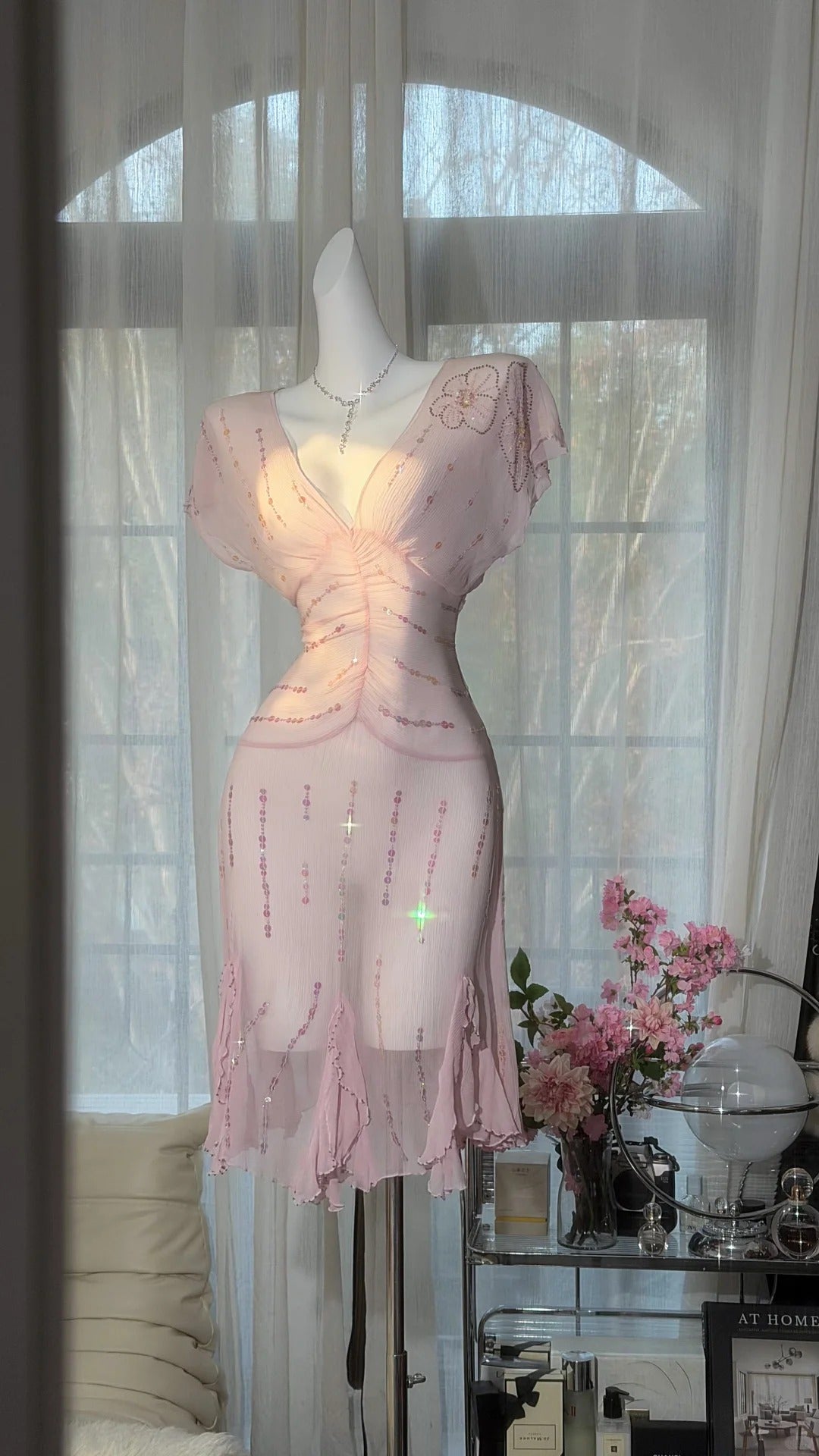 Cute Sheath V Neck Pink Chiffon Short Ideas For Women 16th Birthday Dress Homecoming Outfits N3540